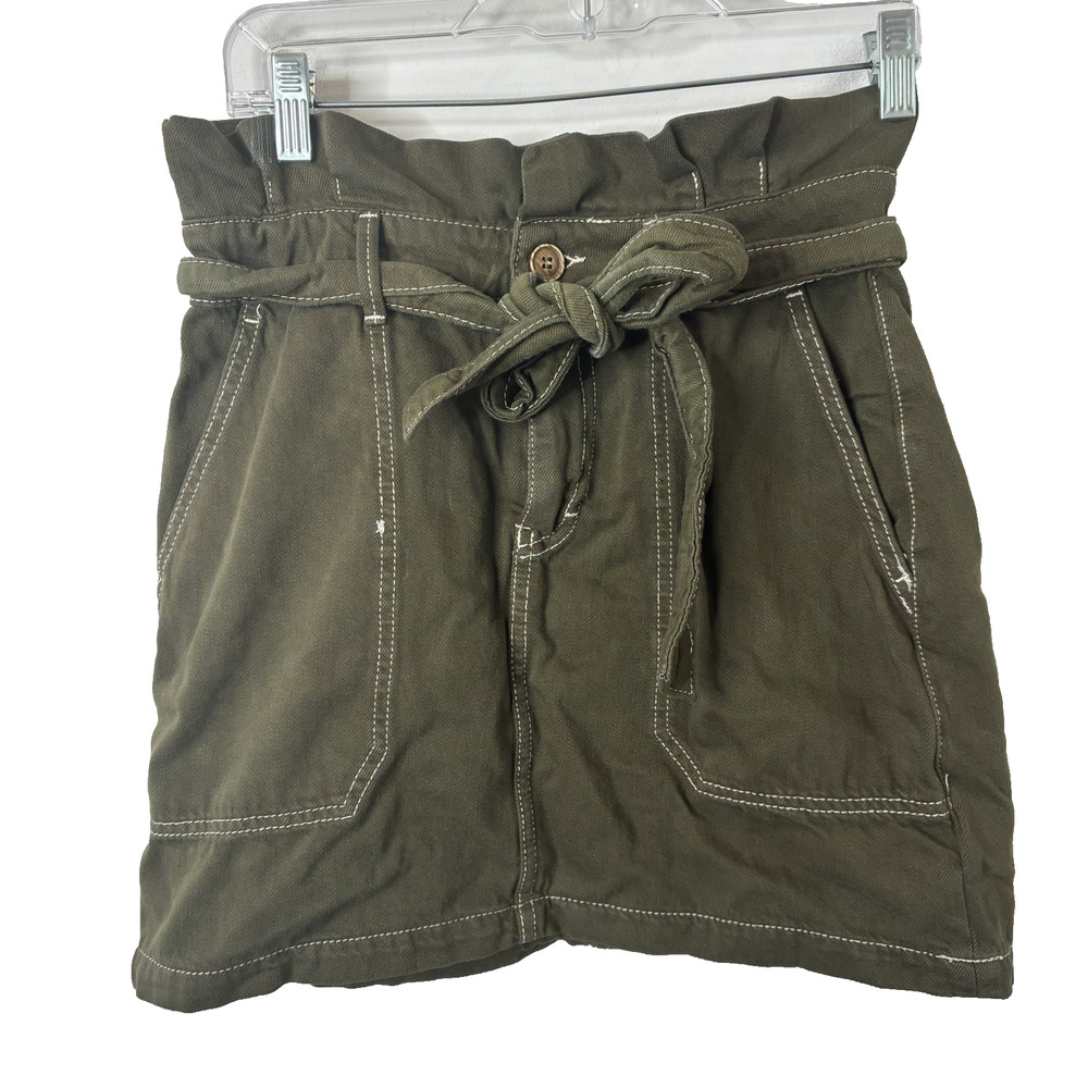 Free People Women's Splendor in the Grass Paper Bag Waist Mini Skirt Size 6